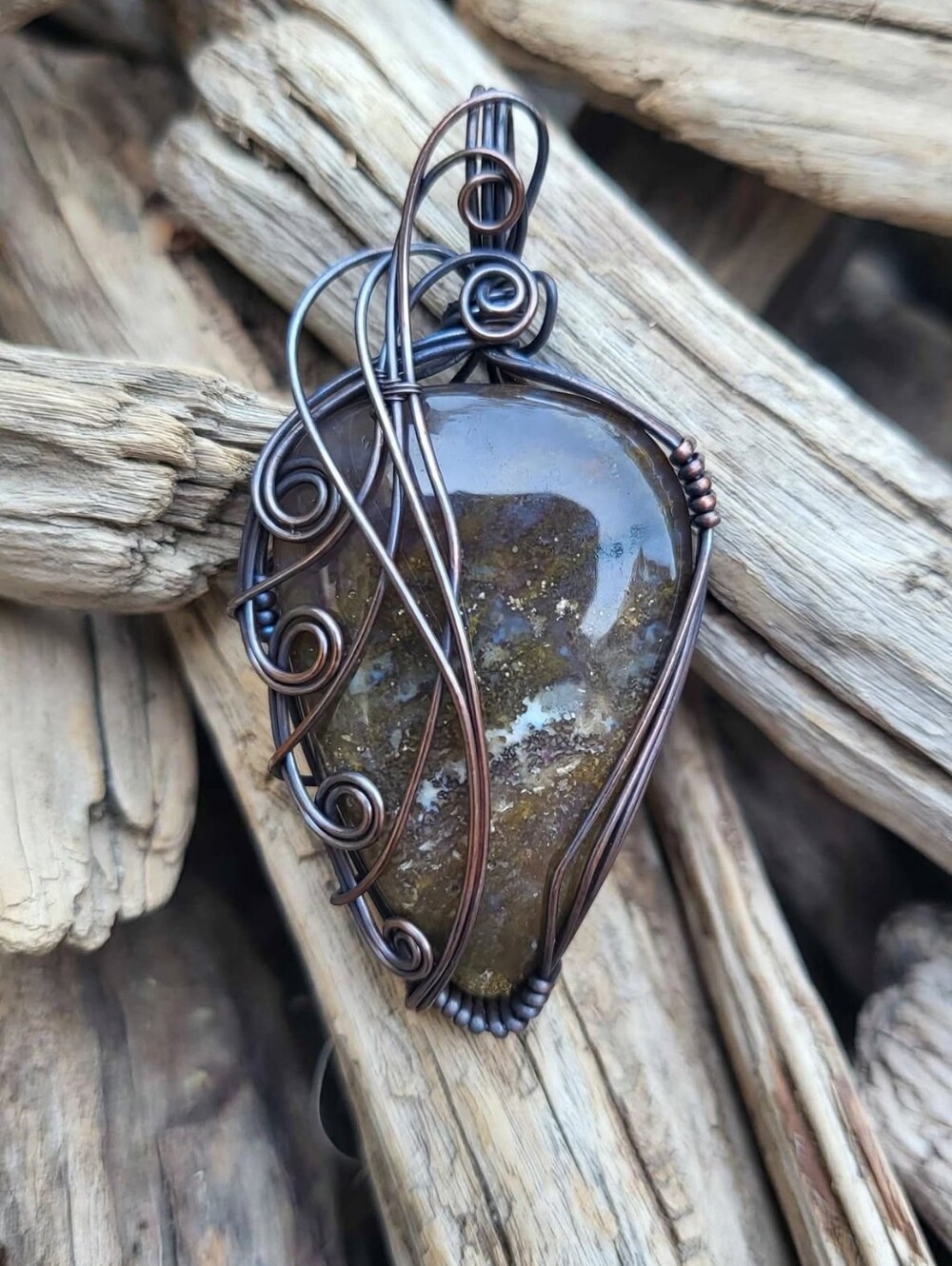 Purple Moss Agate Wirewrap Pendant